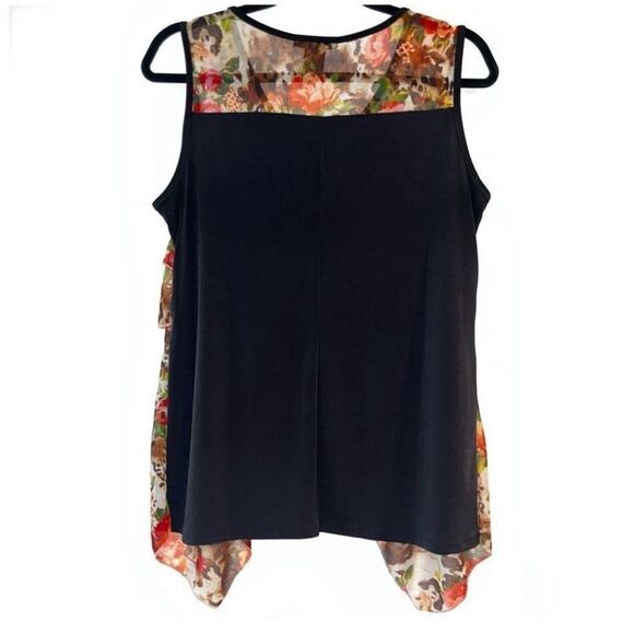 Susan Lawrence Floral Ruffle Sleeveless Blouse Sz M Women’s Animal Print - Picture 8 of 11